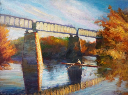 Railway Bridge Autumn by artist Phillip Wade